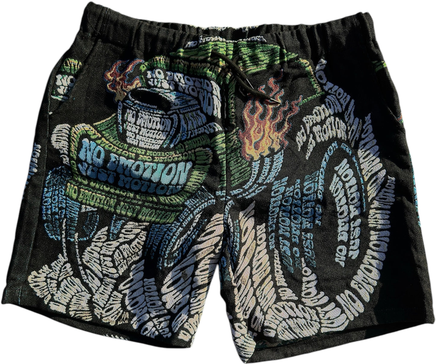 No Emotion Just Motion Tapestry Shorts w/ pockets